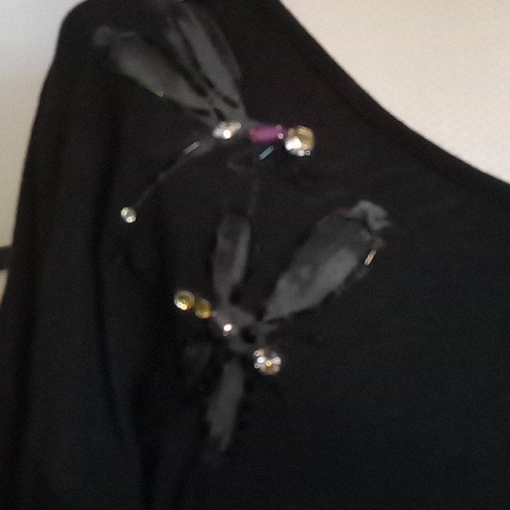 Lane Bryant Women's Black Layering Top Size 22/24 Sequin Bling Artsy Comfy - Picture 4 of 8